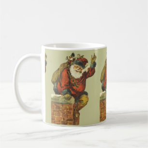 Vintage Santa Going Down Chimney Coffee Mug