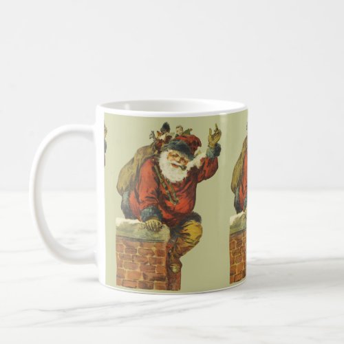 Vintage Santa Going Down Chimney Coffee Mug