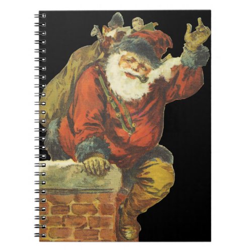 Vintage Santa Going Down Chimney Notebook