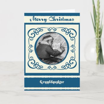 Vintage Santa Granddaughter Christmas Holiday Card by freespiritdesigns at Zazzle
