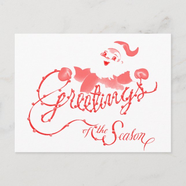 Vintage Santa Greetings Holiday Postcard (Front)