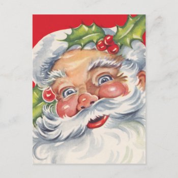 Vintage Santa Greetings Holiday Postcard by xmasstore at Zazzle