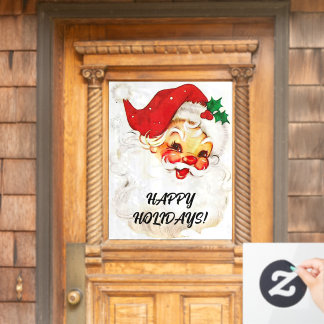 Vintage Santa "Happy Holidays" Window Cling