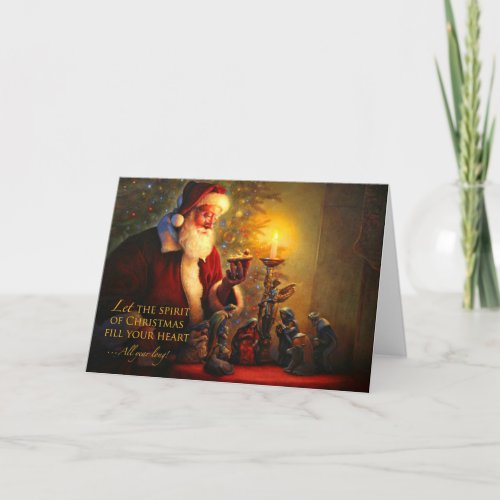 Vintage Santa Holding Baby Jesus Holiday Card