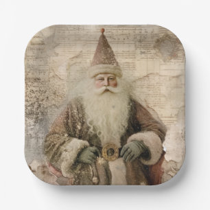 Vintage Santa Holiday Paper Plates