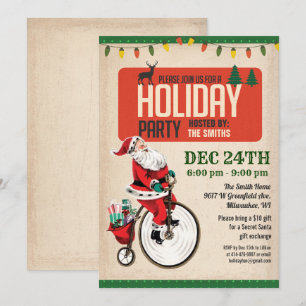 Vintage Santa Holiday Party Invitation