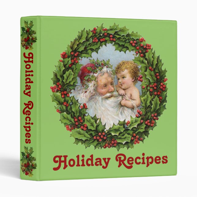 Vintage Santa Holiday Recipe Binder (Front/Spine)