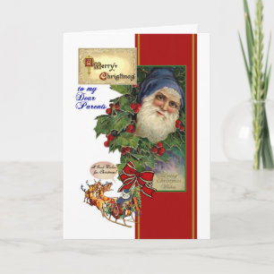 Vintage Santa, Holly Holiday Card