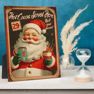 Vintage Santa Hot Cocoa Advertisement Plaque