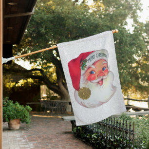 Vintage Santa House Flag
