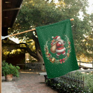Vintage Santa House Flag