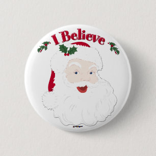 Vintage Santa I Believe Christmas Pinback Button