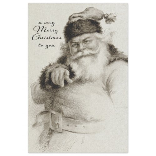 Vintage Santa Illustration Decoupage Tissue Paper