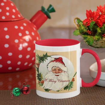 Vintage Santa In Frame Mug by shelbysemail2 at Zazzle