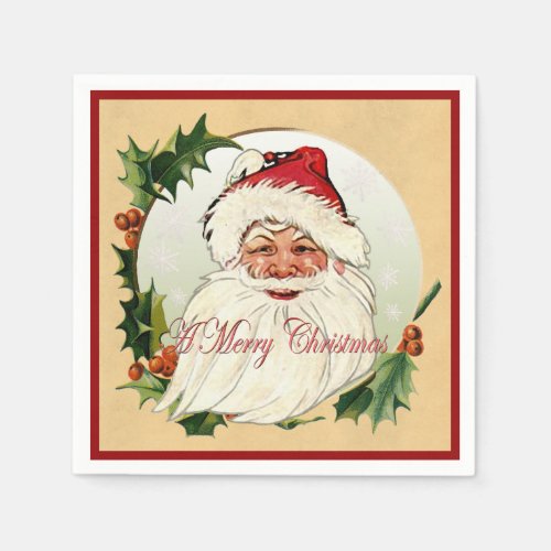 Vintage Santa in Frame Paper Napkins
