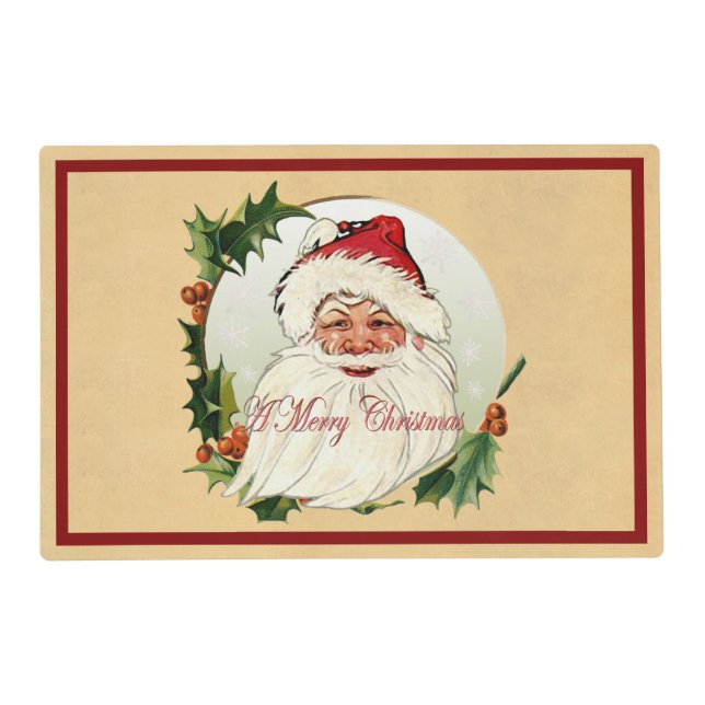 Vintage Santa in Frame Placemat (Front)