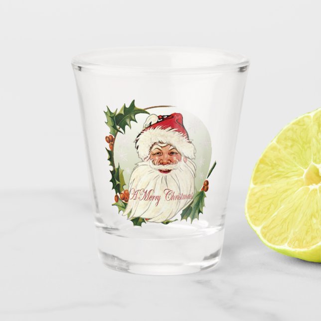 Vintage Santa in Frame Shot Glass (Front)