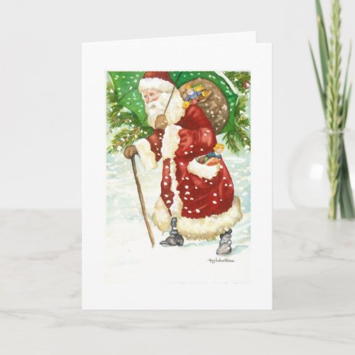 Vintage Santa in Red  Christmas Card