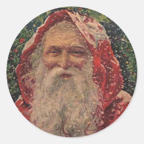 Vintage Santa in Snow  _ Sticker