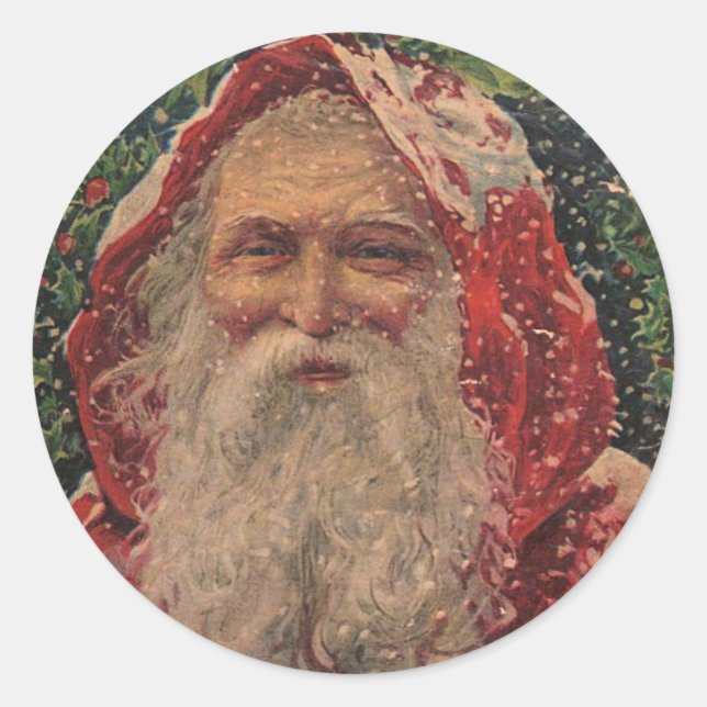 Vintage Santa in Snow  - Sticker (Front)