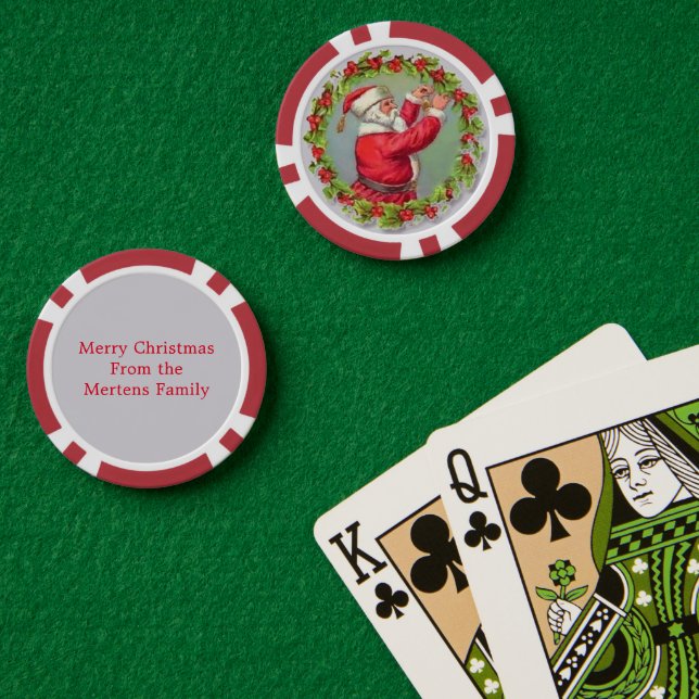 Vintage Santa in Wreath Your Christmas Greeting Poker Chips (Poker Table (Double))