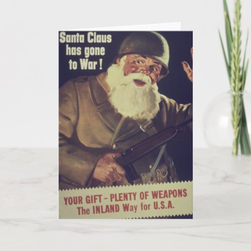 Vintage Santa is Going to War Poster Holiday Card