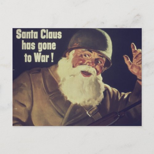 Vintage Santa is Going to War Poster Holiday Postcard