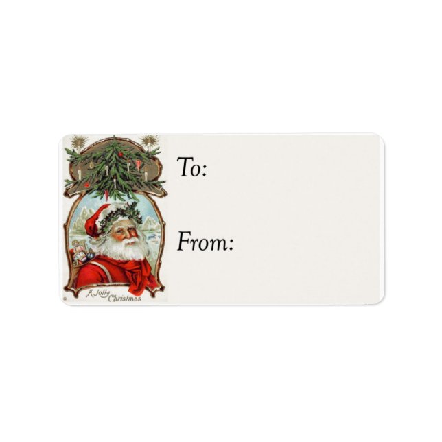 Vintage Santa Jolly Christmas Wish Gift Tag (Front)