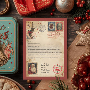 Vintage Santa Letter Template Retro North Pole