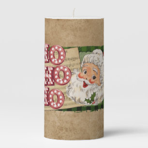 Vintage Santa Marquee Lights Ho Ho Ho Pillar Candle