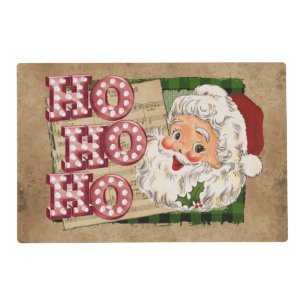 Vintage Santa Marquee Lights Ho Ho Ho Placemat