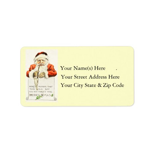Vintage Santa  Merry Christmas Address Label