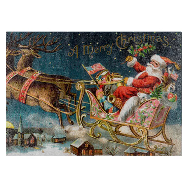 Vintage Santa Merry Christmas Cutting Board | Zazzle