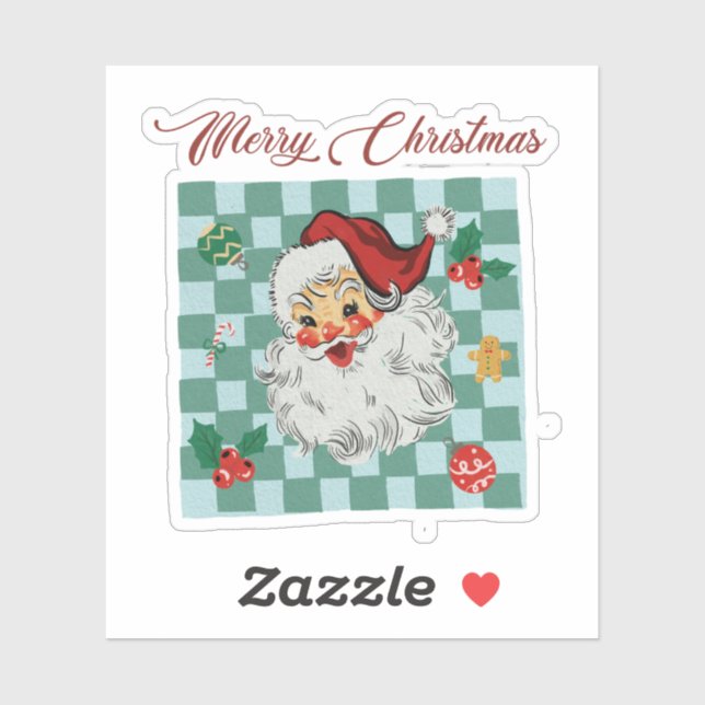 Vintage Santa Merry Christmas Design Sticker (Sheet)
