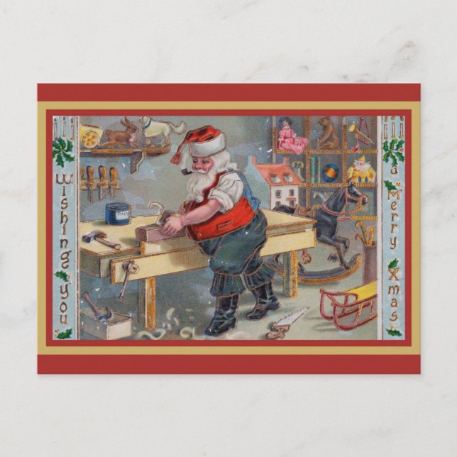 Vintage Santa Merry Christmas Greetings Postcard (Front)