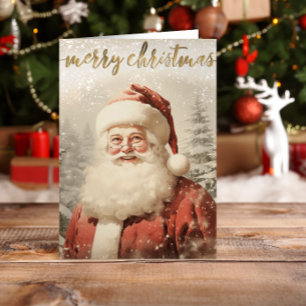 Vintage Santa Merry Christmas Holiday Card