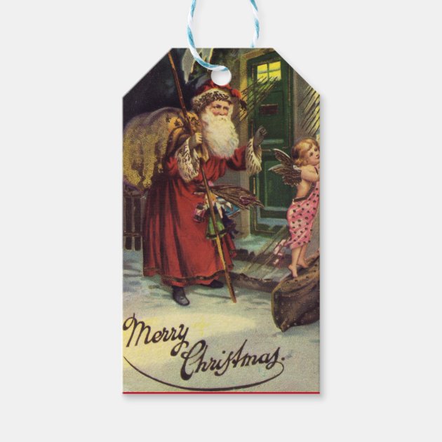 Vintage  Santa Merry Christmas Holiday Gift Tags