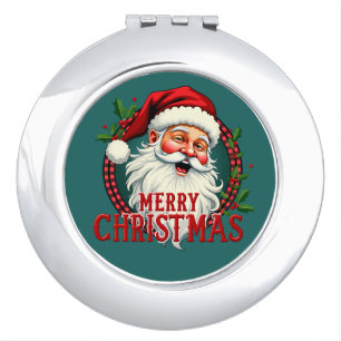 Vintage Santa Merry Christmas Illustration Compact Mirror