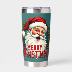 Vintage Santa Merry Christmas Illustration Insulated Tumbler
