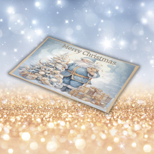 Vintage Santa Merry Christmas Monogram Cloth Placemat