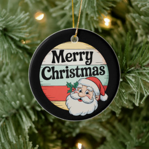 Vintage Santa Merry Christmas Old Xmas Fashioned Ceramic Ornament
