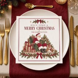 Vintage Santa Merry Christmas Personalized Holiday Napkins