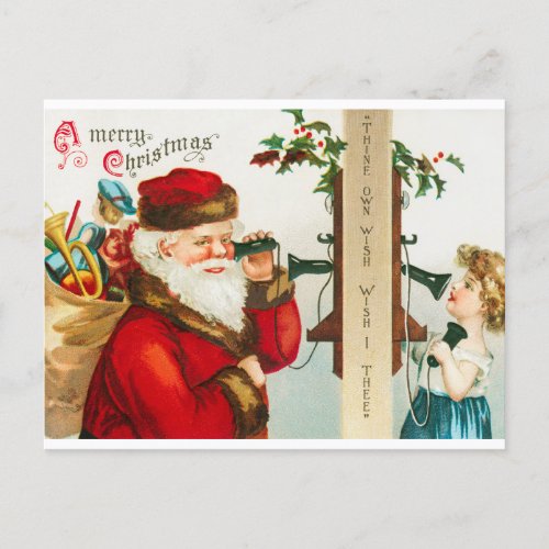 Vintage Santa Merry Christmas  Postcard