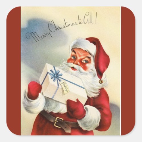 Vintage Santa Merry Christmas to All Square Sticker