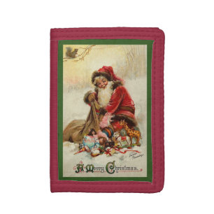 Vintage Santa Merry Christmas Tri-fold Wallet