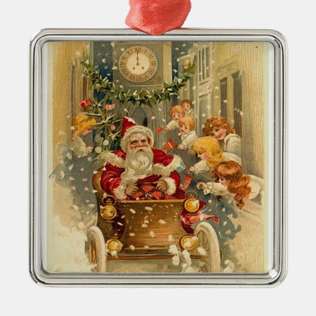 Vintage Santa Metal Ornament (Front)