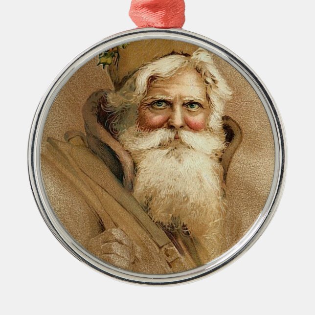 Vintage Santa Metal Ornament (Front)