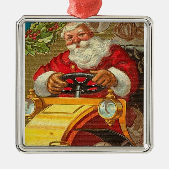 Vintage Santa Metal Ornament (Front)