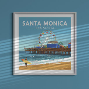 Vintage Santa Monica California Poster