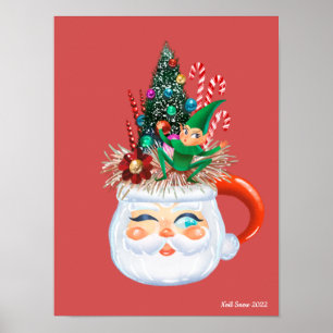 Vintage Santa Mug Art Print